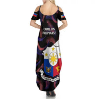 Women’s black scoop-back feather-print maxi dress with short cut sleeves