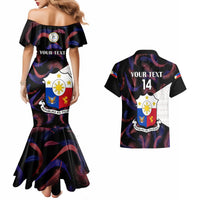 Black mermaid dress and matching Hawaiian shirt, back print with YOUR TEXT and 14