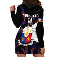 Custom Philippines Football Hoodie Dress 2023 World Cup Go Filipinas Feather Black Version - Wonder Print Shop