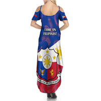 Philippines Football Summer Maxi Dress 2023 World Cup Go Filipinas Feather Flag Version - Wonder Print Shop