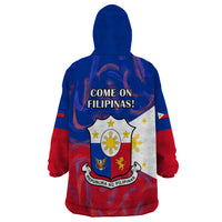 Philippines Football Wearable Blanket Hoodie 2023 World Cup Go Filipinas Feather Flag Version - Wonder Print Shop