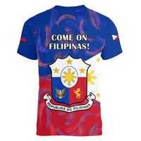 Philippines Football Women V Neck T Shirt 2023 World Cup Go Filipinas Feather Flag Version - Wonder Print Shop