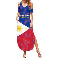 Custom Philippines Football Summer Maxi Dress 2023 World Cup Go Filipinas Feather Flag Version - Wonder Print Shop
