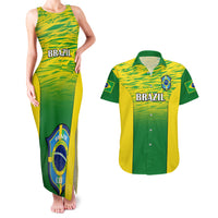 Green Brazil gradient maxi tank dress and matching short-sleeve shirt, logos