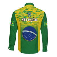 Brazil Football Long Sleeve Button Shirt 2023 World Cup Go Selecao Gradient Style - Wonder Print Shop