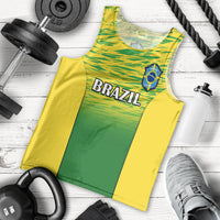 Men's Brazil gradient football tank top with Brazil print and crest, yellow-green