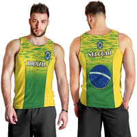 Men's Brazil tank top with green and yellow gradient, front and back views