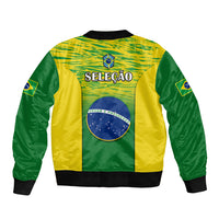 Brazil Football Sleeve Zip Bomber Jacket 2023 World Cup Go Selecao Gradient Style - Wonder Print Shop