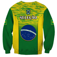 Brazil football sweatshirt with Selecao graphic, green and yellow long sleeves