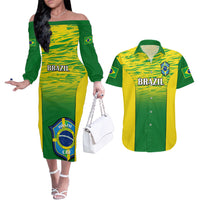 Off-shoulder long-sleeve Brazil gradient dress with matching button-up shirt