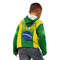 Custom Brazil Football Kid Hoodie 2023 World Cup Go Selecao Gradient Style - Wonder Print Shop