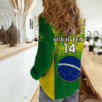 Custom Brazil Football Women Casual Shirt 2023 World Cup Go Selecao Gradient Style - Wonder Print Shop