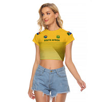 South Africa Soccer Raglan Cropped T Shirt 2023 World Cup Go Banyana Banyana Yellow - Wonder Print Shop