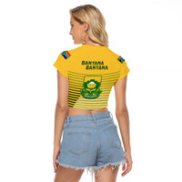 South Africa Soccer Raglan Cropped T Shirt 2023 World Cup Go Banyana Banyana Yellow - Wonder Print Shop