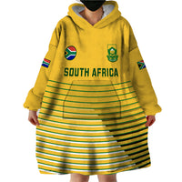 South Africa Soccer Wearable Blanket Hoodie 2023 World Cup Go Banyana Banyana Yellow - Wonder Print Shop