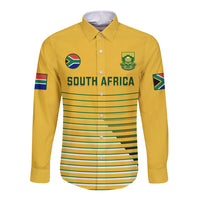 Custom South Africa Soccer Long Sleeve Button Shirt 2023 World Cup Go Banyana Banyana Yellow - Wonder Print Shop