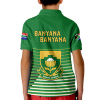 Kids green soccer polo shirt, Banyana Banyana back print with crest