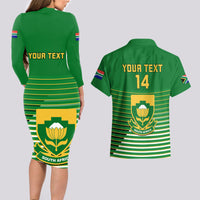 Custom South Africa Soccer Couples Matching Long Sleeve Bodycon Dress and Hawaiian Shirt 2023 World Cup Go Banyana Banyana Green - Wonder Print Shop