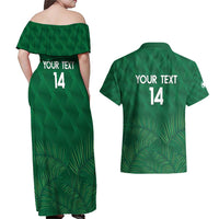 Custom Saudi Arabia Football Couples Matching Off Shoulder Maxi Dress and Hawaiian Shirt Go Green Falcons Sporty Style - Wonder Print Shop