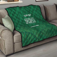 Custom Saudi Arabia Football Quilt Go Green Falcons Sporty Style - Wonder Print Shop