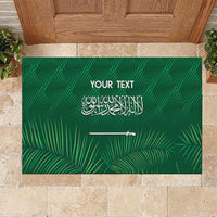 Custom Saudi Arabia Football Rubber Doormat Go Green Falcons Sporty Style - Wonder Print Shop