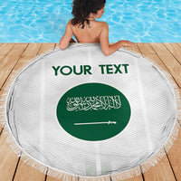 Custom Saudi Arabia Football Beach Blanket Go Green Falcons Sporty - White Version - Wonder Print Shop