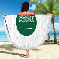 Custom Saudi Arabia Football Beach Blanket Go Green Falcons Sporty - White Version - Wonder Print Shop