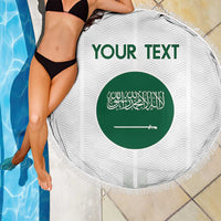 Custom Saudi Arabia Football Beach Blanket Go Green Falcons Sporty - White Version - Wonder Print Shop