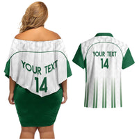 Custom Saudi Arabia Football Couples Matching Off Shoulder Short Dress and Hawaiian Shirt Go Green Falcons Sporty - White Version - Wonder Print Shop