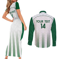 Custom Saudi Arabia Football Couples Matching Short Sleeve Bodycon Dress and Long Sleeve Button Shirt Go Green Falcons Sporty - White Version - Wonder Print Shop