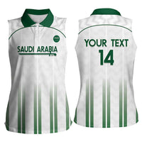 Custom Saudi Arabia Football Women Sleeveless Polo Shirt Go Green Falcons Sporty - White Version - Wonder Print Shop
