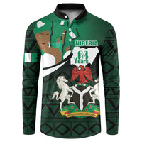 Nigeria Independence Day Button Sweatshirt Happy 64 Years Of Anniversary African Pattern - Wonder Print Shop