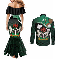 Nigeria Independence Day Couples Matching Mermaid Dress and Long Sleeve Button Shirt Happy 64 Years Of Anniversary African Pattern