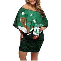 Nigeria Independence Day Family Matching Off Shoulder Short Dress and Hawaiian Shirt Happy 64 Years Of Anniversary African Pattern - Wonder Print Shop