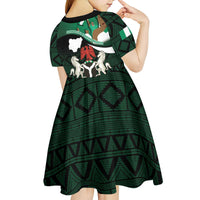 Nigeria Independence Day Kid Short Sleeve Dress Happy 64 Years Of Anniversary African Pattern - Wonder Print Shop
