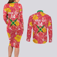 Custom Guyana Cricket Couples Matching Long Sleeve Bodycon Dress and Long Sleeve Button Shirt 2025 Go Amazon Warriors Tropical Style - Wonder Print Shop