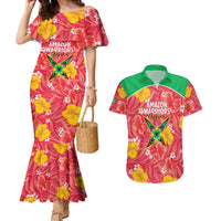 Custom Guyana Cricket Couples Matching Mermaid Dress and Hawaiian Shirt 2025 Go Amazon Warriors Tropical Style - Wonder Print Shop