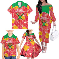 Custom Guyana Cricket Family Matching Off The Shoulder Long Sleeve Dress and Hawaiian Shirt 2025 Go Amazon Warriors Tropical Style - Wonder Print Shop