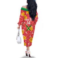 Custom Guyana Cricket Family Matching Off The Shoulder Long Sleeve Dress and Hawaiian Shirt 2025 Go Amazon Warriors Tropical Style - Wonder Print Shop