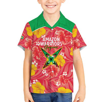 Custom Guyana Cricket Family Matching Off Shoulder Maxi Dress and Hawaiian Shirt 2025 Go Amazon Warriors Tropical Style - Wonder Print Shop