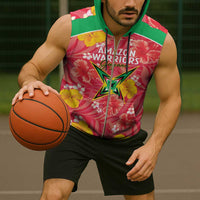 Custom Guyana Cricket Sleeveless Zip Hoodie 2025 Go Amazon Warriors Tropical Style - Wonder Print Shop