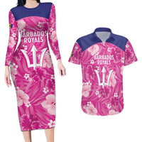 Custom Barbados Royals Cricket Couples Matching Long Sleeve Bodycon Dress and Hawaiian Shirt 2025 Go Tridents Tropical Style - Wonder Print Shop