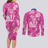 Custom Barbados Royals Cricket Couples Matching Long Sleeve Bodycon Dress and Long Sleeve Button Shirt 2025 Go Tridents Tropical Style - Wonder Print Shop
