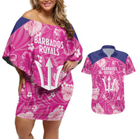 Custom Barbados Royals Cricket Couples Matching Off Shoulder Short Dress and Hawaiian Shirt 2025 Go Tridents Tropical Style - Wonder Print Shop