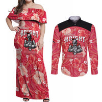 Custom Trinidad and Tobago Cricket Couples Matching Off Shoulder Maxi Dress and Long Sleeve Button Shirt 2025 Go Knight Riders Tropical Style - Wonder Print Shop