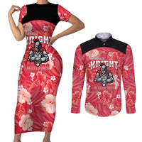 Custom Trinidad and Tobago Cricket Couples Matching Short Sleeve Bodycon Dress and Long Sleeve Button Shirt 2025 Go Knight Riders Tropical Style - Wonder Print Shop