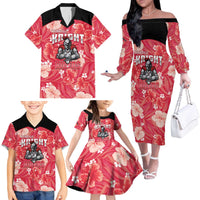 Custom Trinidad and Tobago Cricket Family Matching Off The Shoulder Long Sleeve Dress and Hawaiian Shirt 2025 Go Knight Riders Tropical Style - Wonder Print Shop