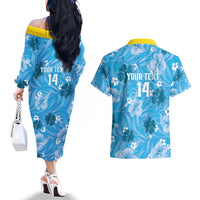 Custom Saint Lucia Kings Cricket Couples Matching Off The Shoulder Long Sleeve Dress and Hawaiian Shirt 2025 Go Beinspired Tropical Style - Wonder Print Shop