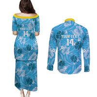 Custom Saint Lucia Kings Cricket Couples Matching Puletasi and Long Sleeve Button Shirt 2025 Go Beinspired Tropical Style - Wonder Print Shop