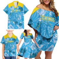 Custom Saint Lucia Kings Cricket Family Matching Off Shoulder Short Dress and Hawaiian Shirt 2025 Go Beinspired Tropical Style - Wonder Print Shop